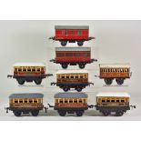 A Qaunitiy of "O"Gauge Tin Plate Carriages, by Hornby, comprising - eight Pullman coaches, one