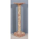 A 19th Century Flecked Marble Pedestal, with square top, turned column and on square plinth base,