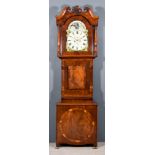 A 19th Century North Country Mahogany Long Case Clock, by Dennett of Wigan, the 14ins arched painted