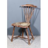 A 19th Century Primitive Stick Back Windsor Chair, with narrow curved crest rail and on turned and