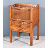 A George III Mahogany Tray Top Commode, with handle cut-outs to top, fitted cupboard enclosed by