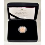 An Elizabeth II, 95th Anniversary "Struck on the Day" Sovereign, 2021, in box with paperwork
