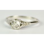 A Platinum Solitaire Diamond Ring, Modern, set with a centre solitaire stone, approximately .50ct,