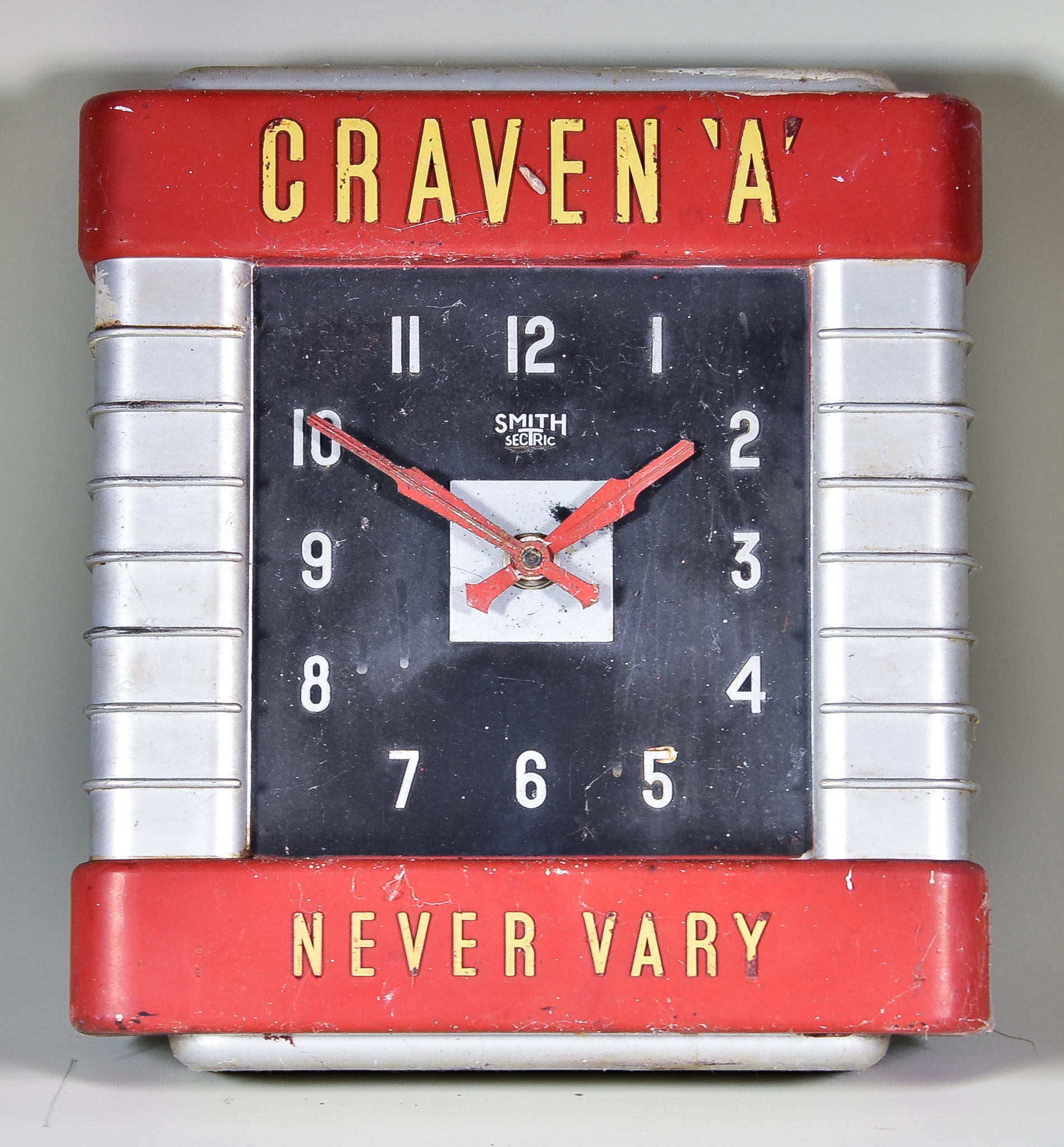 A Electric Clock, 20th Century, by Smith, Model Sectric, advertising 'Craven "A" Never Vary',