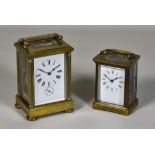 An Early 20th Century French Carriage Timepiece with Alarum and One Other Carriage Timepiece, the