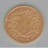 A Twenty Franc Gold Coin, 1935, fair to fine