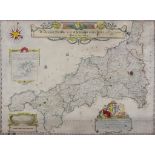 Thomas Martyn (1735-1825) - Coloured engraving - "A New and Accurate Map of the County of Cornwall",