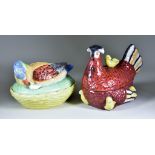 A Group of Late 19th/Early 20th Century Earthenware Egg Baskets, of domesticated fowl form,