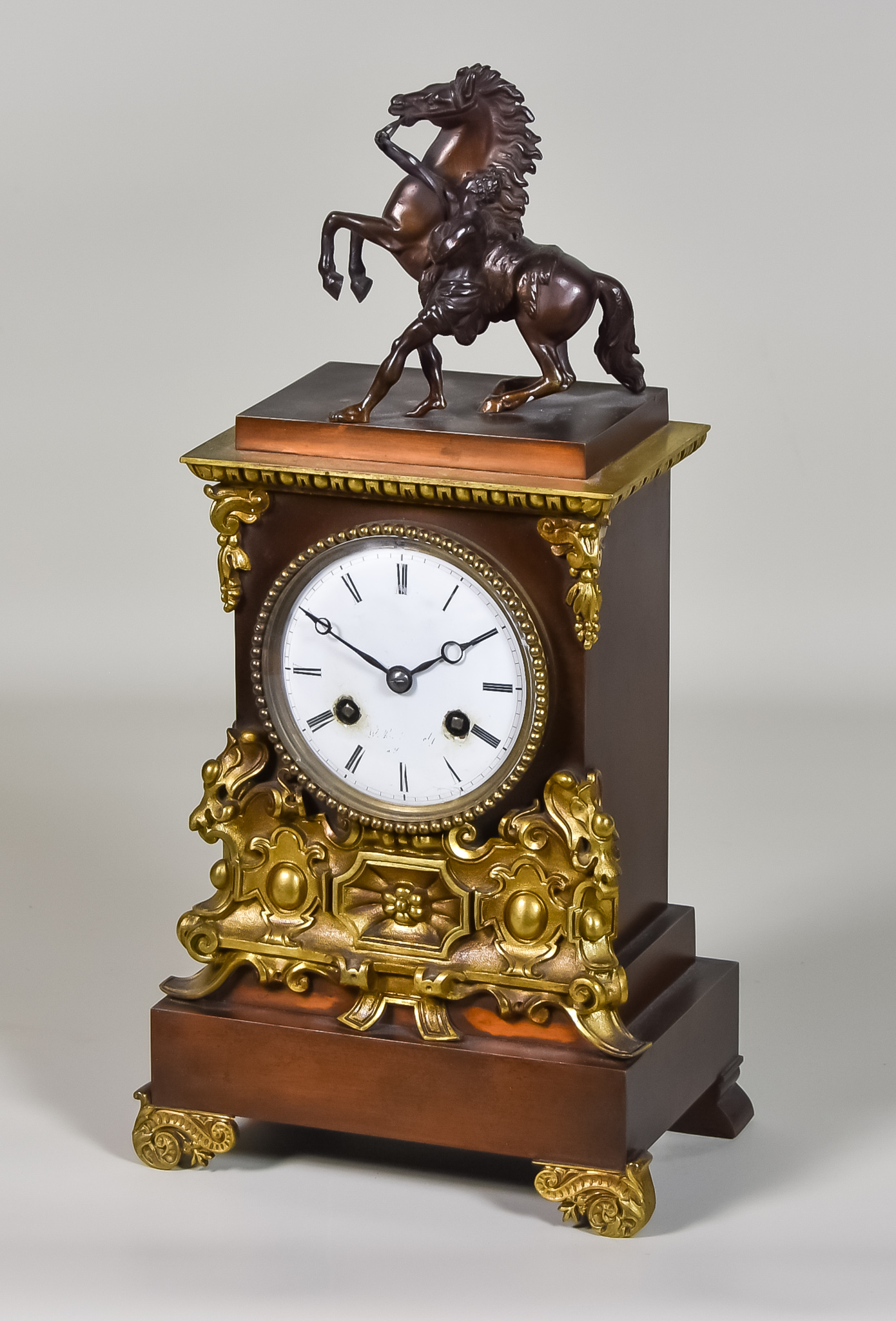 A Late 19th Century French Gilt and Patinated Mantle Clock, by W B Bromoli of Paris, No.755, the 3.