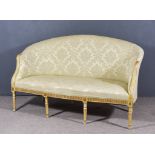 A 19th Century French Gilt Wood Framed Two-Seat Tub-Shaped Settee, with fluted gilt wood frame,