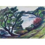 Sophie B. Jensen (1912-2007) - Two pastel and two ink drawings, comprising - one rural landscape
