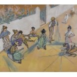 Style of Dame Laura Knight (1871-1970) - Pastel and gouache - Basket weavers, 12.5ins x 14.5ins,