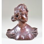 Gustav Van Vaerenbergh (1873-1927) - Brown patinated bust of a young woman, signed, 7ins high
