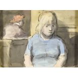 ***Edward Ardizzone (1900-1979) - Ink and watercolour sketch - Half-length seated portrait of a