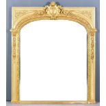 A 19th Century Gilt Framed and Cream Painted Rectangular Overmantle Mirror, with bead leaf and