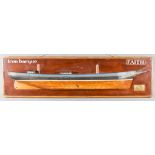A Part Painted and Polished Wood Ship's Half Hull Model - "Iron Barque - Faith", 20th Century, by