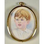 Dora Webb (1886-1973) - Portrait miniature of King Charles III as a child, signed and indistinctly