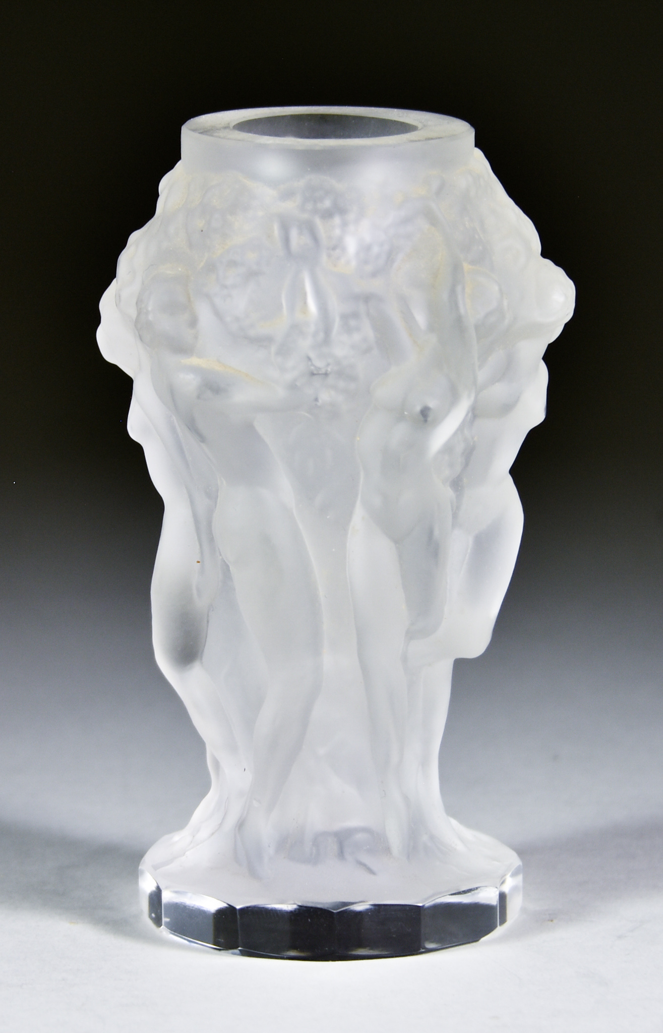 A Hoffman & Schlevogt "Ingrid" Frosted Glass Vase, 1930s/50s, of dancing nude figures, unsigned,