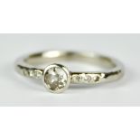 A Solitaire Diamond Ring, Modern, silver coloured metal, set with a solitaire diamond, approximately