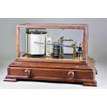 A Victorian Mahogany and Glazed Cased Barograph, fitted drawer to base, 15ins wide x 9ins deep x