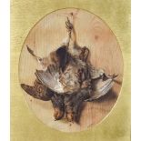 Ella G. Venner (19th Century British School) - Watercolour - A brace of pheasants on a grained oak