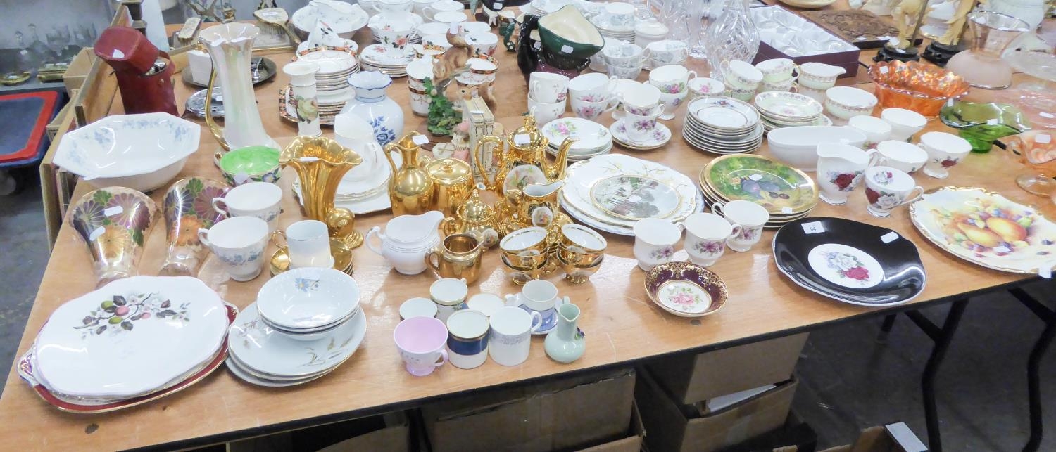 QUEEN ANNE BONE CHINA PART TEA SET, ANOTHER SIMILAR, BAVARIA GOLD AND GILT DECORATIVE COFFEE SET,