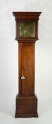 LATE EIGHTEENTH CENTURY OAK LONGCASE CLOCK SIGNED ROB(ER)T FROST, NOTTINGHAM, the 12? Roman brass