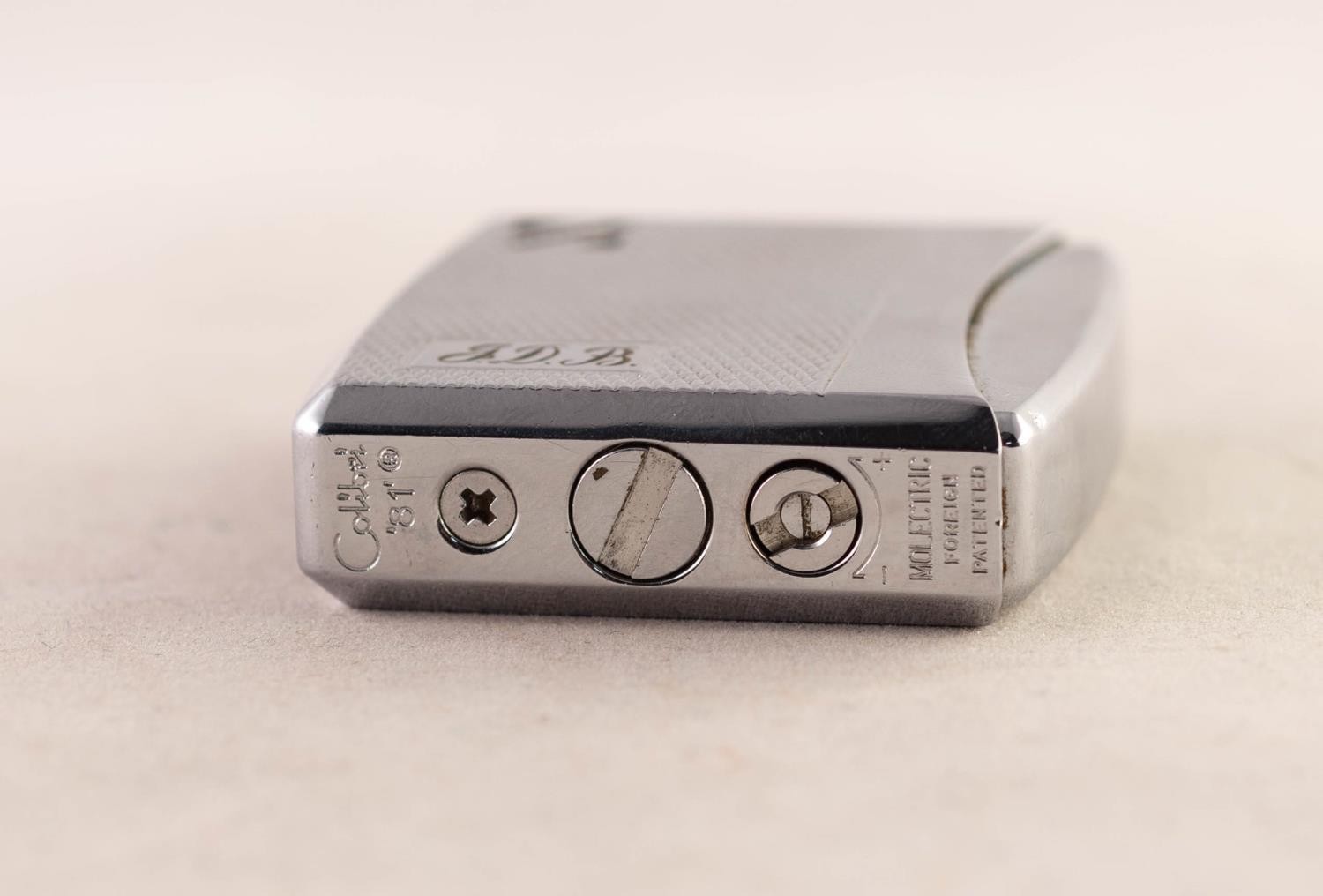 COLIBRI 81 MOLECTRIC CHROMIUM PLATED POCKET CIGARETTE LIGHTER engraved with initials - J.D.B., 1 5/ - Image 3 of 3