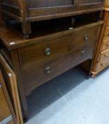 EDWARDIAN SHERATON REVIVAL, LINE INLAID, BEDROOM CHEST OF TWO SHORT AND ONE LONG DRAWER WITH RING