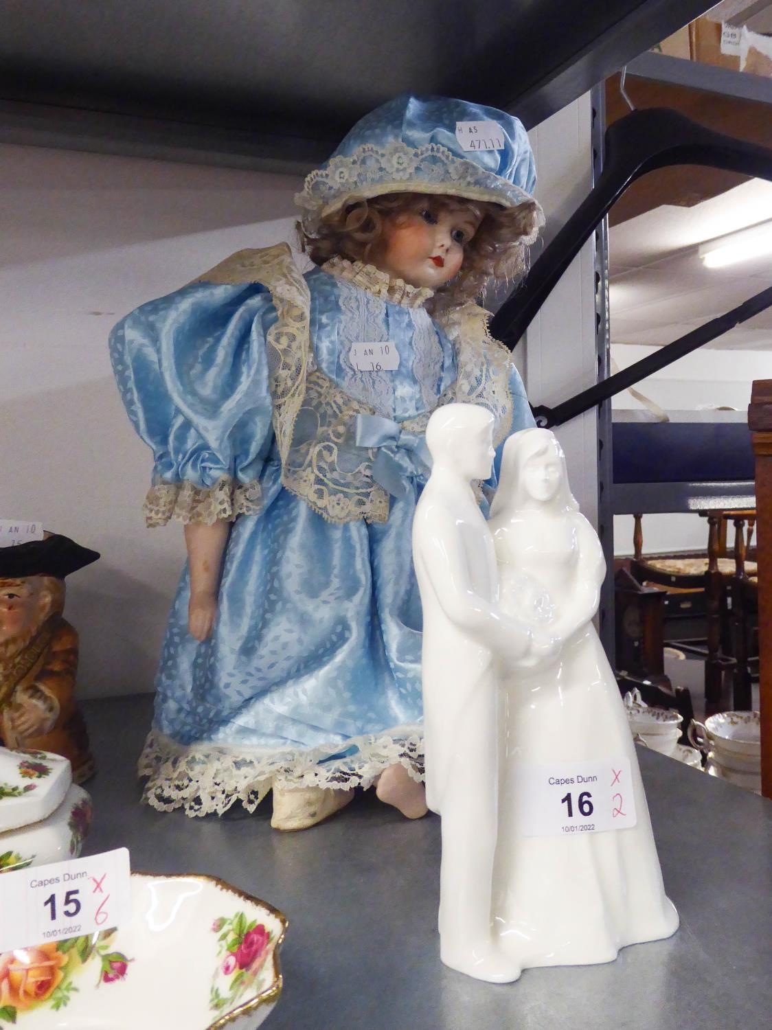 ROYAL DOULTON 'LOVE EVERLASTING' FIGURE AND A MODERN DOLL (2)