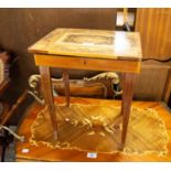 AN ITALIAN MARQUETRY MUSICAL SEWING BOX/TABLE