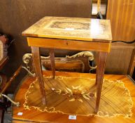 AN ITALIAN MARQUETRY MUSICAL SEWING BOX/TABLE