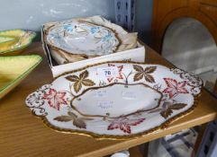 TWO ROYAL CHELSEA HAND-PAINTED BONE CHINA OVAL DISHES, ONE WITH VINE LEAF DECORATION, THE OTHER WITH