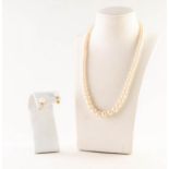 SINGLE STRAND GRADUATED 'CIRO' CULTURED PEARL NECKLACE with 9ct gold clasp, also a pair of 9ct