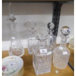 Five cut glass decanters