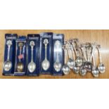 13 'EXQUISITE' EP. 'LANCASHIRE' SOUVENIR SPOONS WITH ENAMELED CREST, 6 SIMILAR SPOONS WITH '