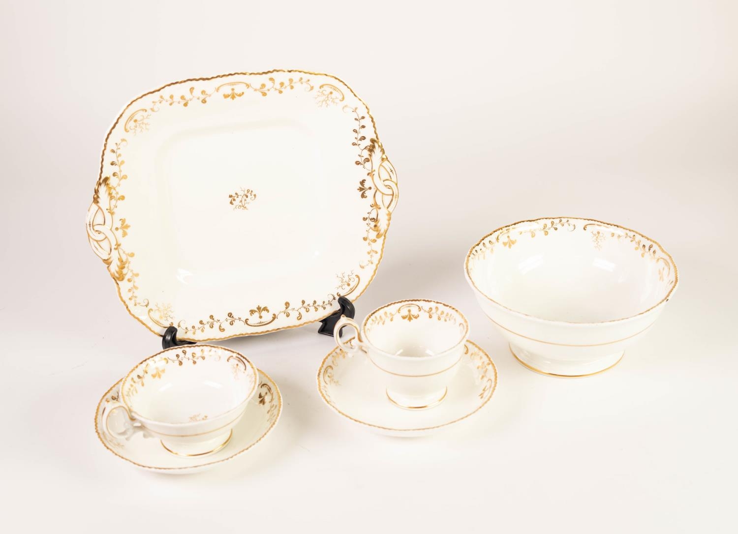 THIRTY SEVEN PIECE VICTORIAN STAFFORDSHIRE PORCELAIN PART TEA AND COFFEE SERVICE, originally for
