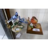 BESWICK ?AMERICAN BLUE JAYS? POTTERY GROUP, printed mark, model no: 925, and a CHINA MODEL, ?