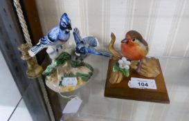 BESWICK ?AMERICAN BLUE JAYS? POTTERY GROUP, printed mark, model no: 925, and a CHINA MODEL, ?