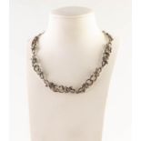 SILVER AND MARCASITE SET SCROLLIATED NECKLACE