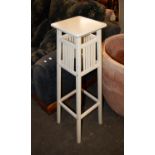 AN ARTS AND CRAFTS STYLE MODERN WHITE FINISH SQUARE JARDINIERE STAND