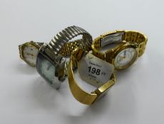 BROOKS AND BENTLEY GENTS QUARTZ WRIST WATCH, with 18ct gold crown and sapphire crystal glass AND