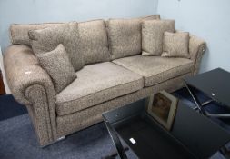 THE MATCHING DURESTA 'WALDORF' THREE SEATER SETTEE, with low back, two loose back cushions and two