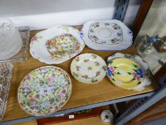 TWO DECORATIVE SHELLEY SAUCERS, TWO ROYAL WINTON DECORATIVE SAUCERS AND 6 OTHER VARIOUS SAUCERS