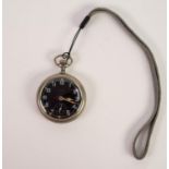 WHITE METAL CASED ELGIN WATCH CO. GENT'S OPEN FACE POCKET WATCH, keyless, with black dial and arabic