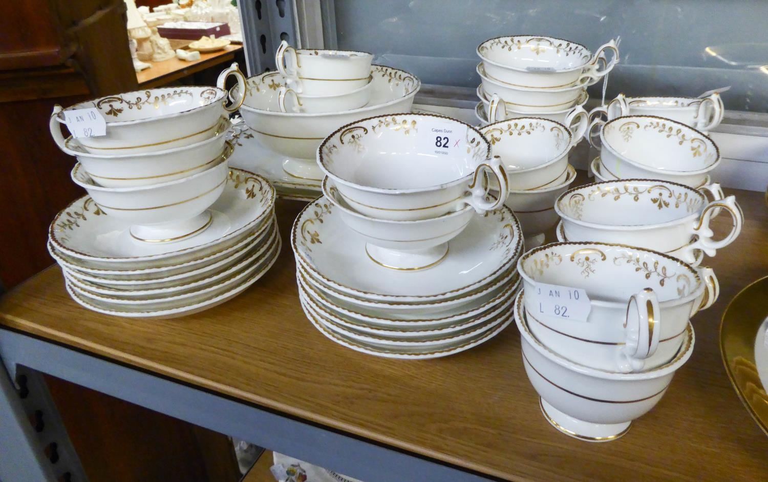 THIRTY SEVEN PIECE VICTORIAN STAFFORDSHIRE PORCELAIN PART TEA AND COFFEE SERVICE, originally for - Image 2 of 2