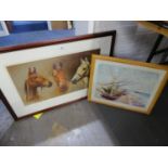 TWO FRAMED COLOUR PRINT REPRODUCTIONS, 'Race Horses' and after Van Gogh, 'Boats' (20)