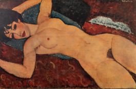 AFTER AMEDEO MODIGLIANA COLOUR PRINT Reclining female nude, ?Nu Couche? 19 ¼? x 30? (4cm x 76cm)