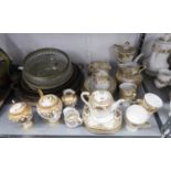 FIFTEEN PIECE NORITAKE PORCELAIN COFFEE SERVICE FOR IX PERSONS, with gilt and lemon borders, and