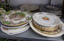 TWO VICTORIAN BLUE AND WHITE POTTERY SMALL OBLONG MEAT PLATTERS and a COLLECTION OF TWENTY FIVE